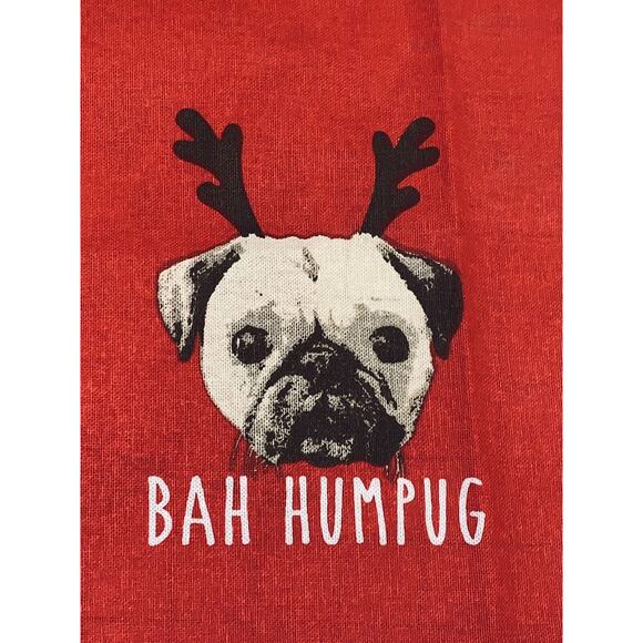 Pug Cooksmart Tea Towels Bah Humpug Cotton Unused No Tags or Pkg Red Christmas - Picture 6 of 9
